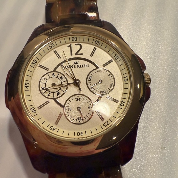 Anne Klein Leopard Ladies Two Tone Wrist Watch 40mm - Picture 2 of 5